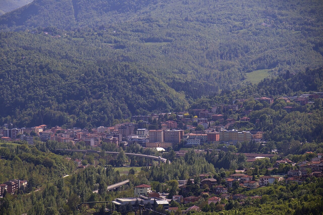 Porretta Terme nell'alta valle del Reno